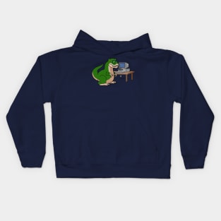 Senior Engineer, T rex, dinosaur, programming Kids Hoodie